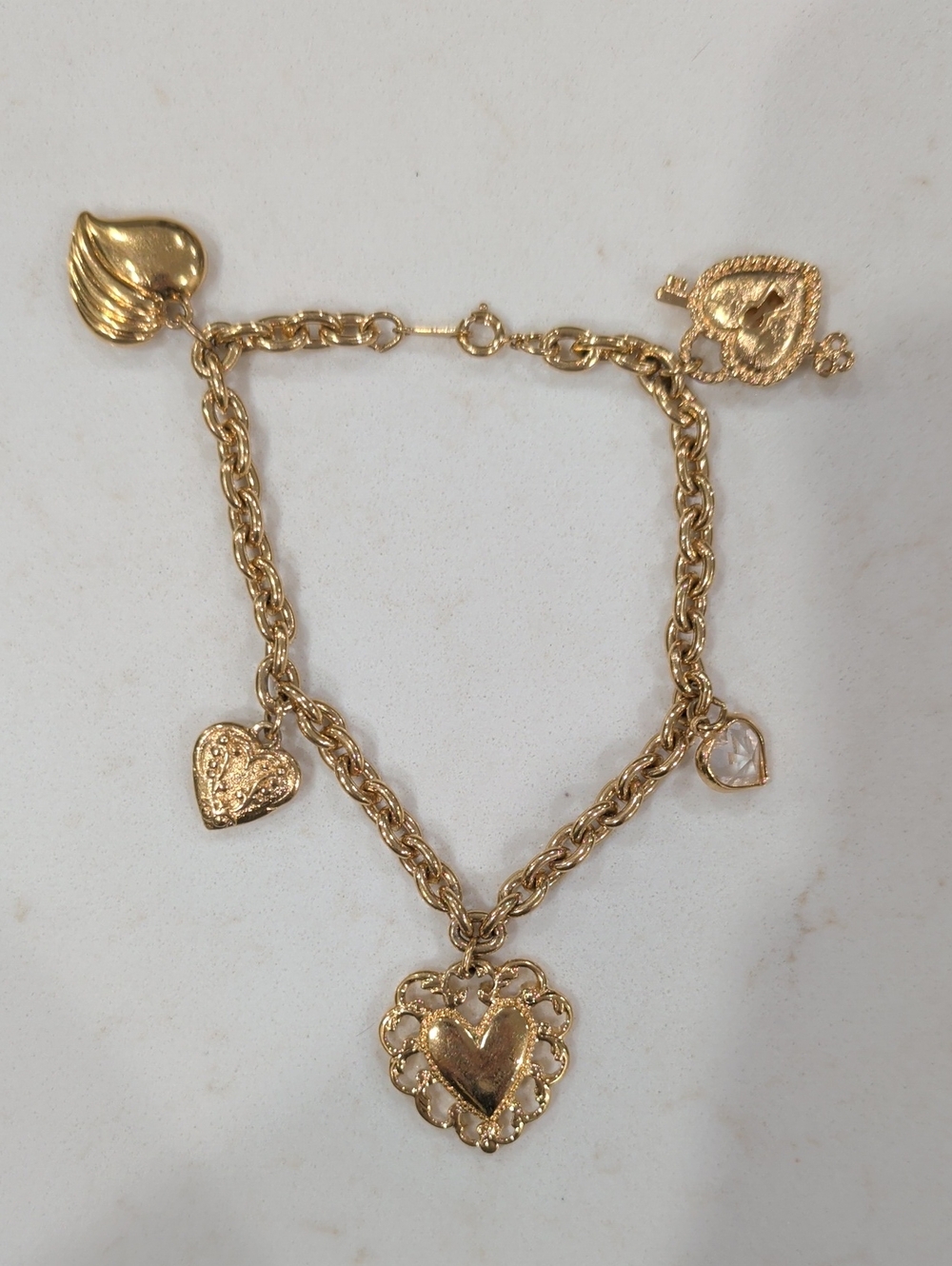 Gold Heart Charm Bracelet for Women - Classic Gold Tone